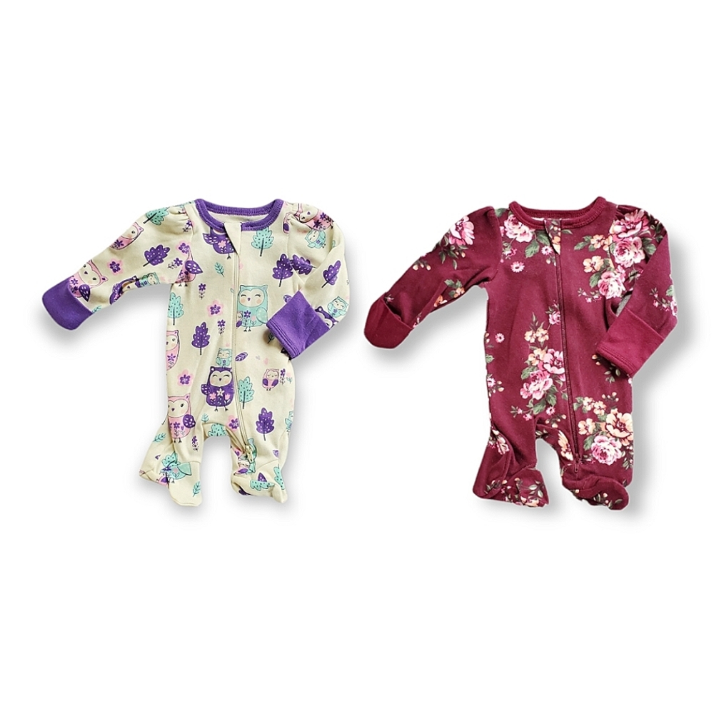 Set of 2 • Preemie • Sleep and Play • Zip-Up • Footed Onesies